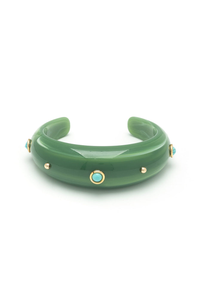 TURQUOISE AVENTURINE GREEN RESIN BANGLE - Nakamol