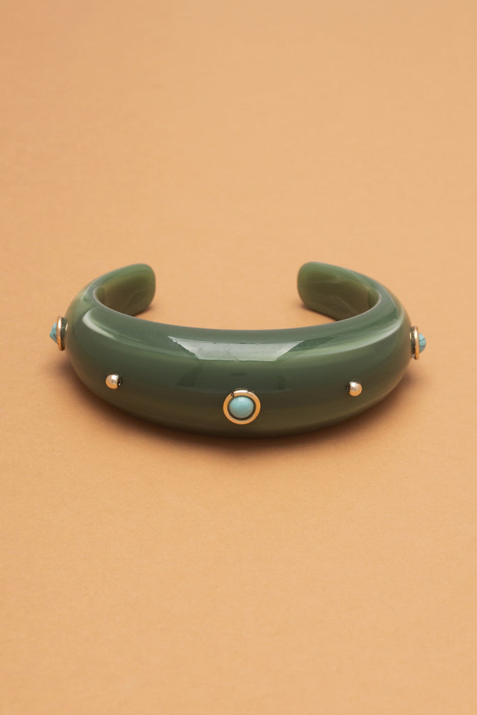 TURQUOISE AVENTURINE GREEN RESIN BANGLE - Nakamol