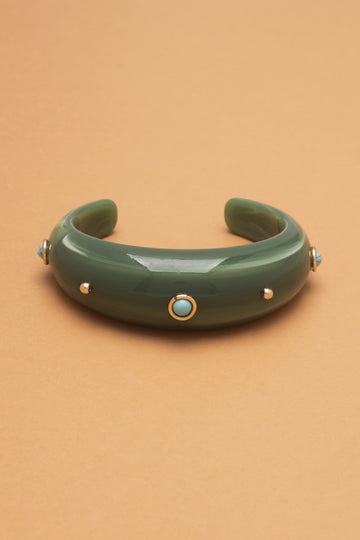 TURQUOISE AVENTURINE GREEN RESIN BANGLE - Nakamol