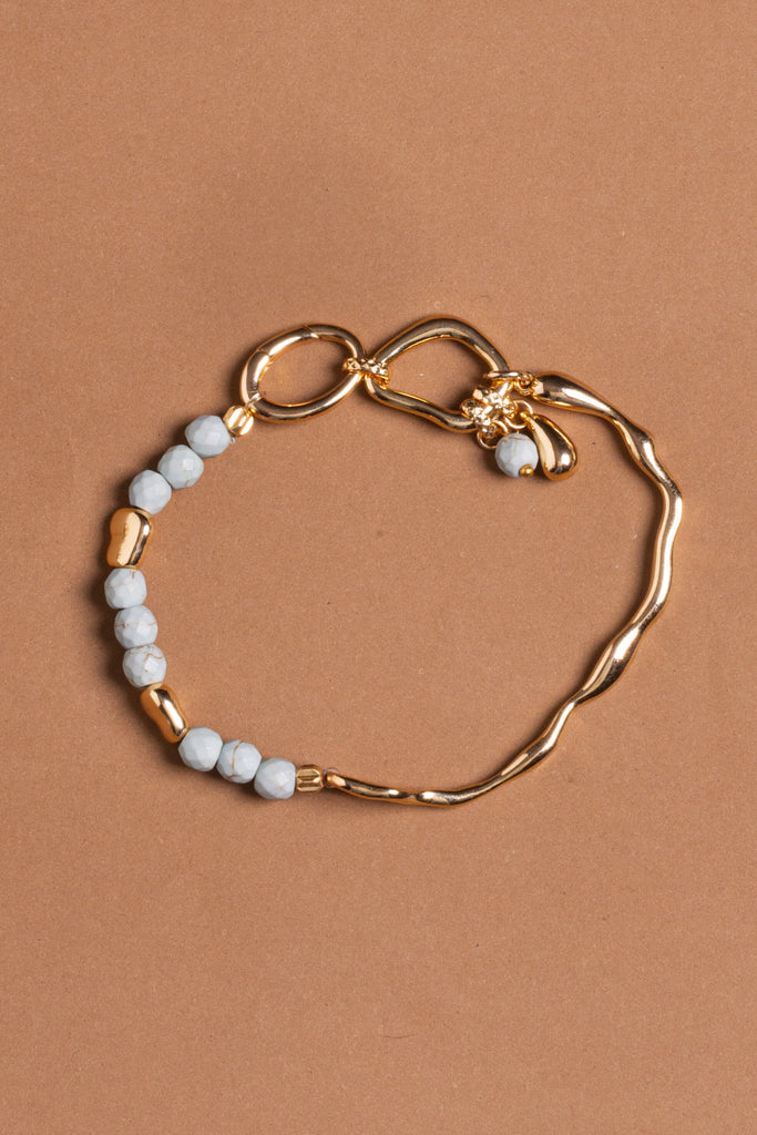 Amazonite Bead Gold Chain Bracelet - Nakamol