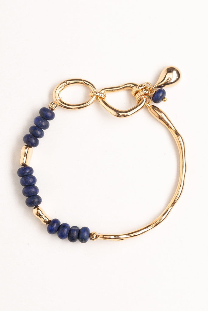 Lapis Lazuli Bead Gold Chain Bracelet - Nakamol