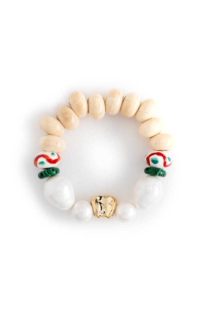 White Cream Stretchy Bracelet - Nakamol