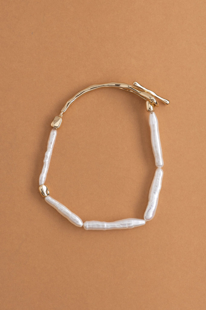 Elongated White Pearl Bracelet - Nakamol