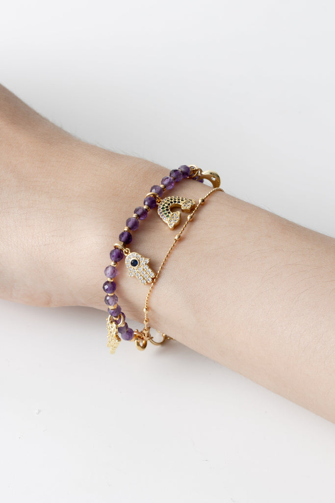 Amethyst Lucky Charm Bracelet - Nakamol