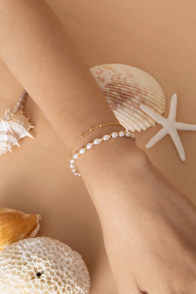 White Pearl Lucky Charm Bracelet - Nakamol