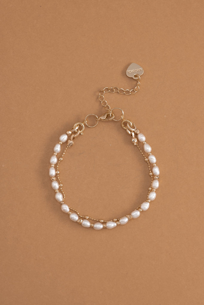 White Pearl Lucky Charm Bracelet - Nakamol