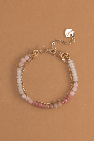 Mix Rose Quartz Lucky Charm Bracelet - Nakamol