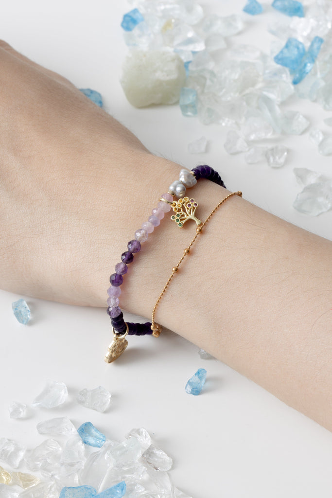 Mix Amethyst Lucky Charm Bracelet - Nakamol
