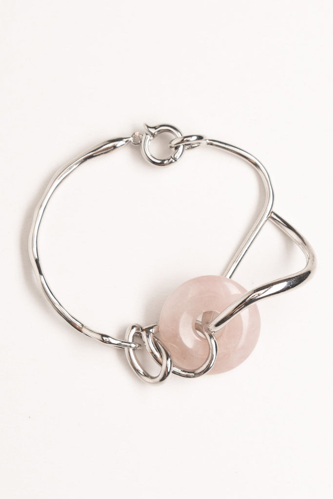 Rose Quartz Rhodium Bracelet - Nakamol