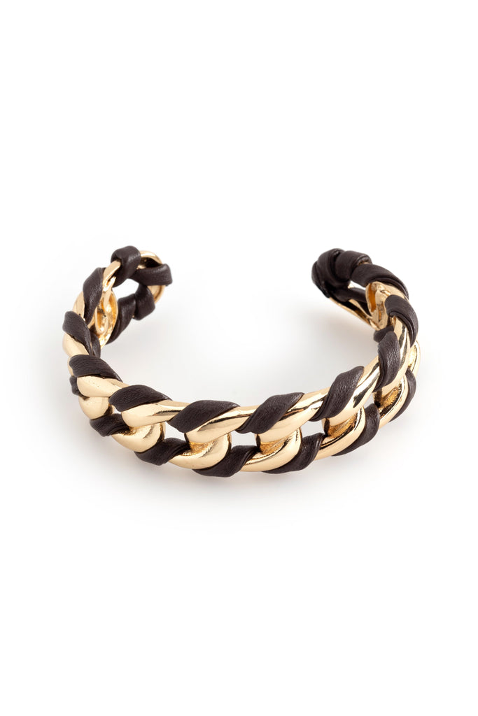 Dark Brown Gold Half Bangle - Nakamol