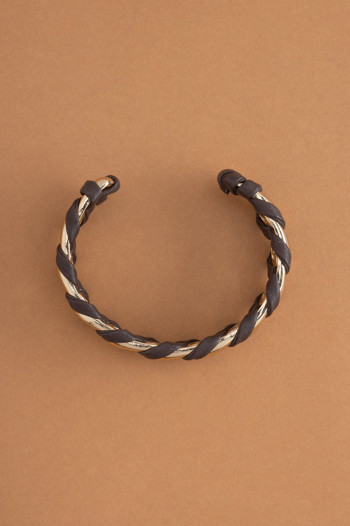 Dark Brown Gold Half Bangle - Nakamol