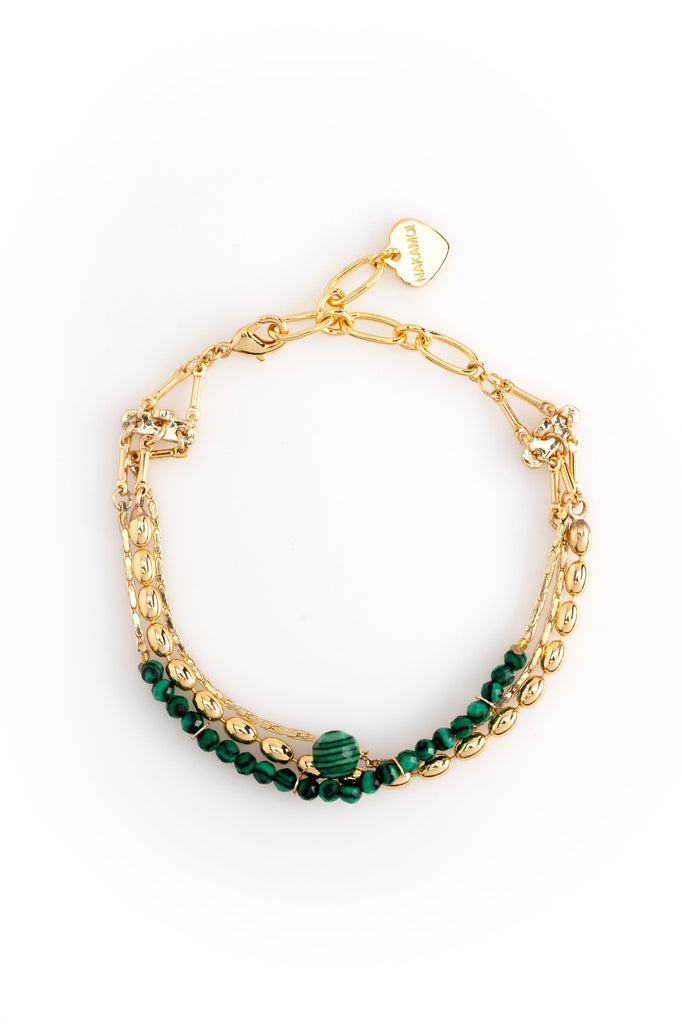 Malachite Gold Chain Bracelet - Nakamol