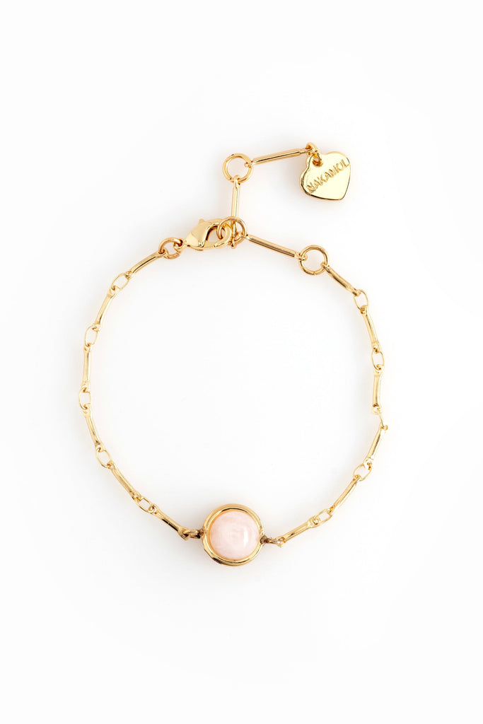 Rose Quartz Coin Stone Bracelet - Nakamol