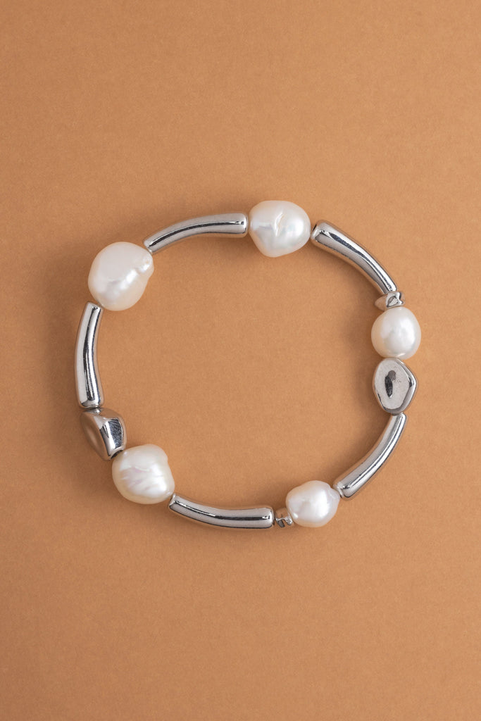White Pearl Stretchy Bracelet - Nakamol