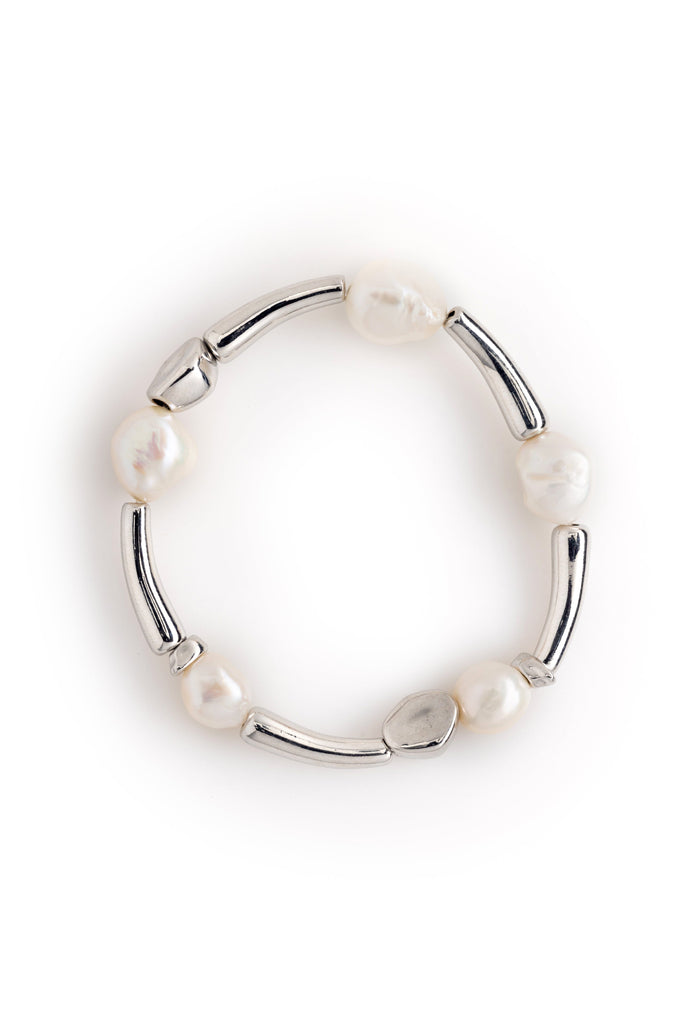 White Pearl Stretchy Bracelet - Nakamol
