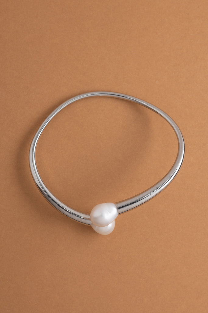 Rhodium Pearl Bangle - Nakamol