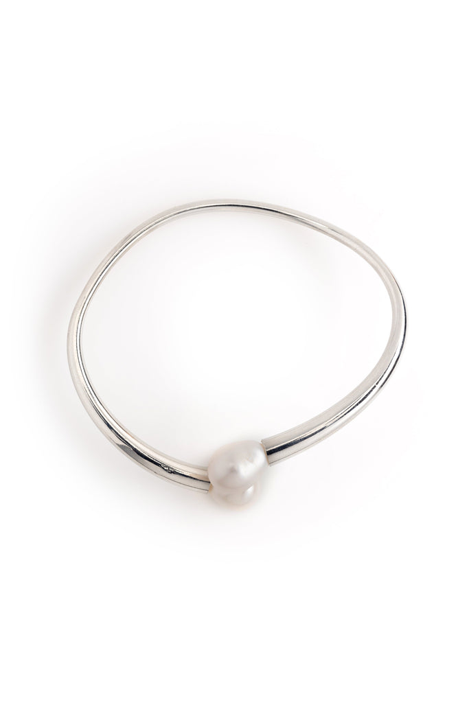 Rhodium Pearl Bangle - Nakamol