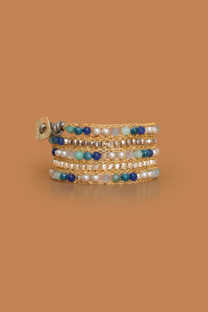 Blue Crystal Beaded Wrap - Nakamol