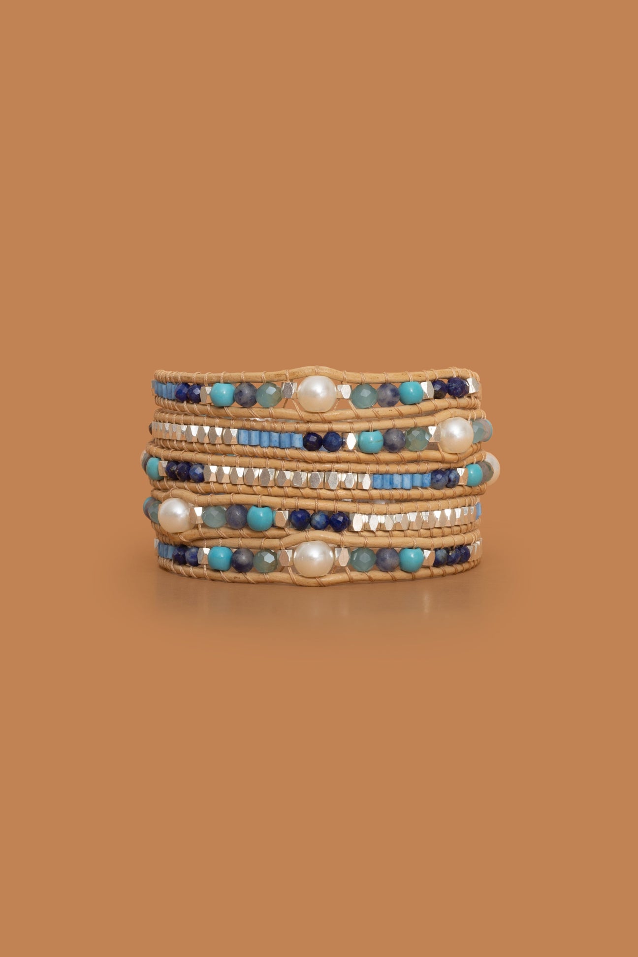 Blue White Five Layer Wrap Bracelets - Nakamol