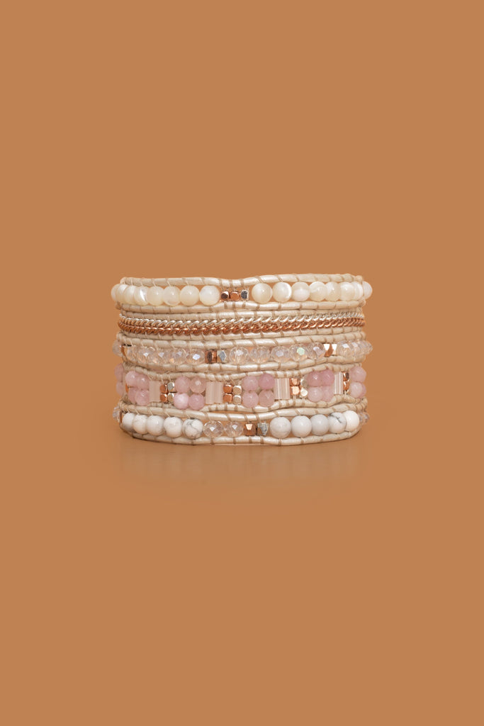 White Pearl Pink Five Layer Wrap - Nakamol