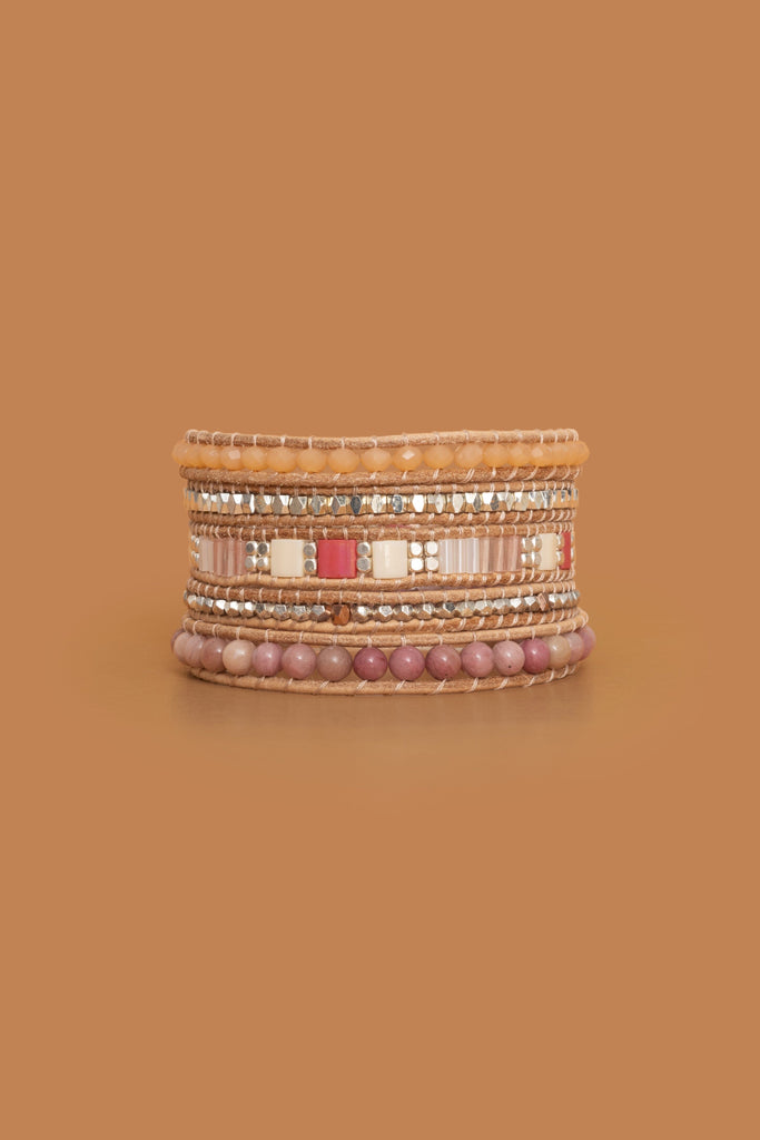 Sparkling Pink Peach Five Layer Wrap - Nakamol