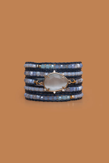 Soft Blue Moonstone Five Layer Wrap - Nakamol