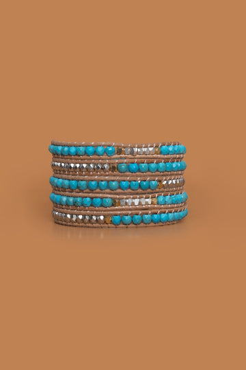 Turquoise Silver Mix Five Layer Wrap - Nakamol