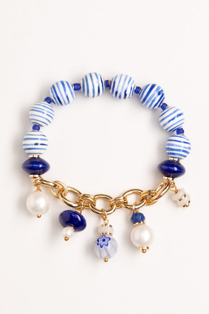 Striped Bead Charm Link Bracelet - Nakamol