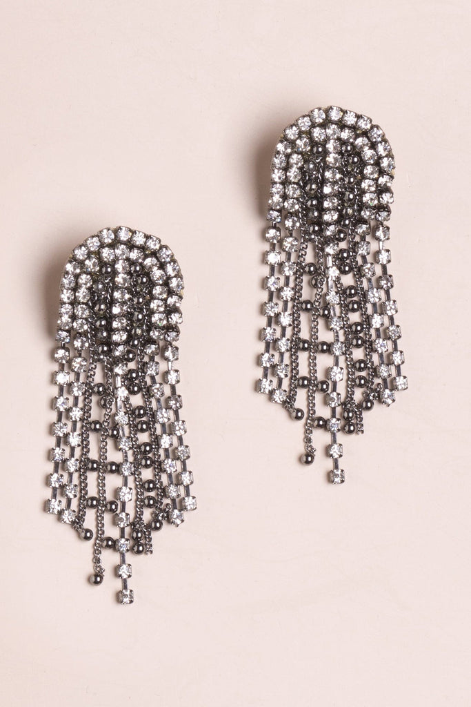 Crystal Rhinestone Chain Earrings - Nakamol