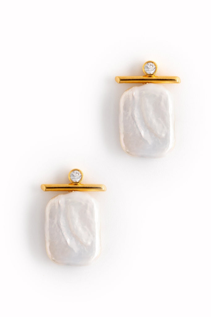 Flat White Pearl Earrings - Nakamol