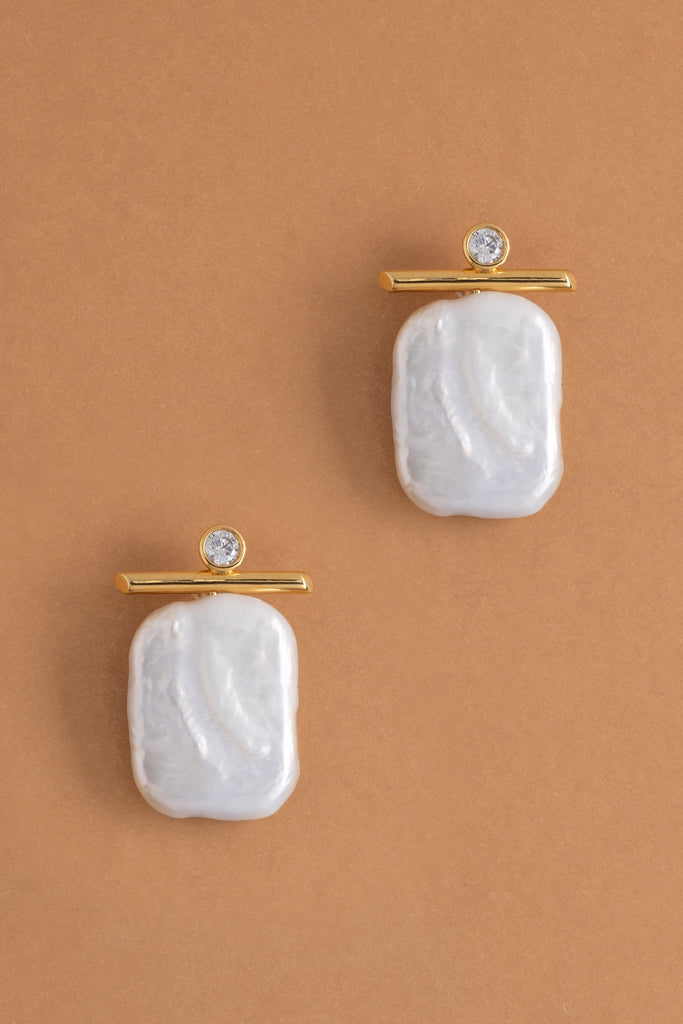 Flat White Pearl Earrings - Nakamol