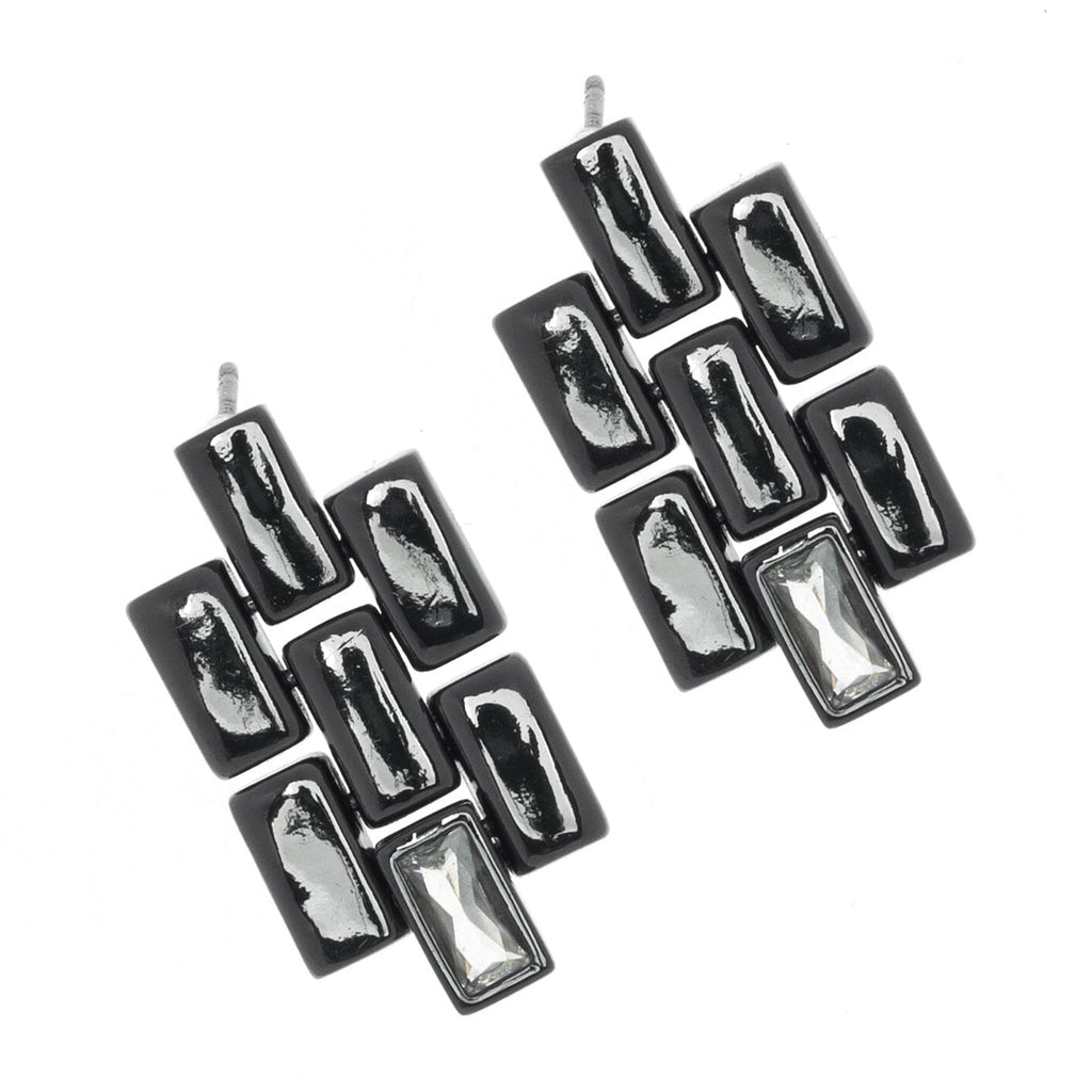 GEOMETRIC GUNMETAL DROP EARRINGS - Nakamol