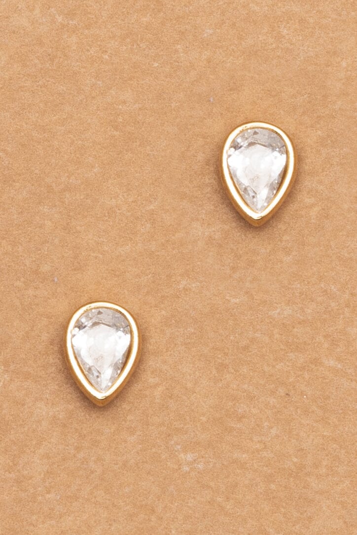 GOLD INVERTED TEARDROP CRYSTAL STUD EARRINGS – Nakamol