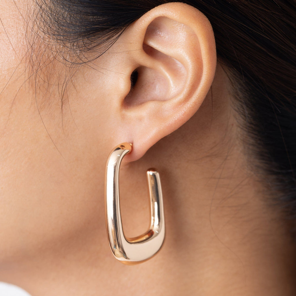 RECTANGLE OPEN HOOP EARRINGS - Nakamol