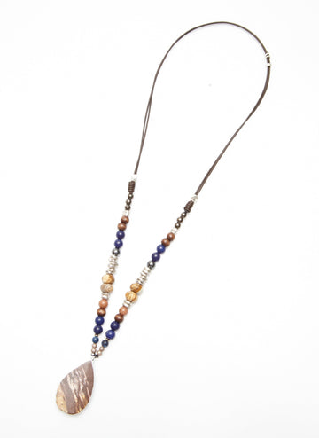 Brown and Blue Pendant Necklace - Nakamol