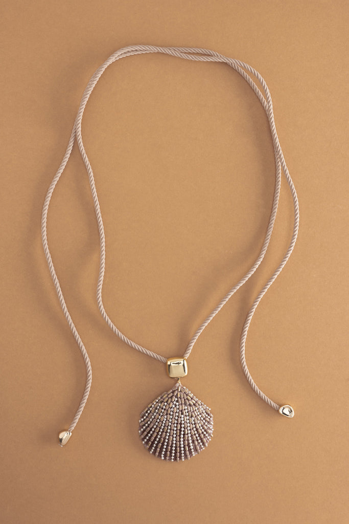 Cream Shell Pendant Cord Necklace - Nakamol