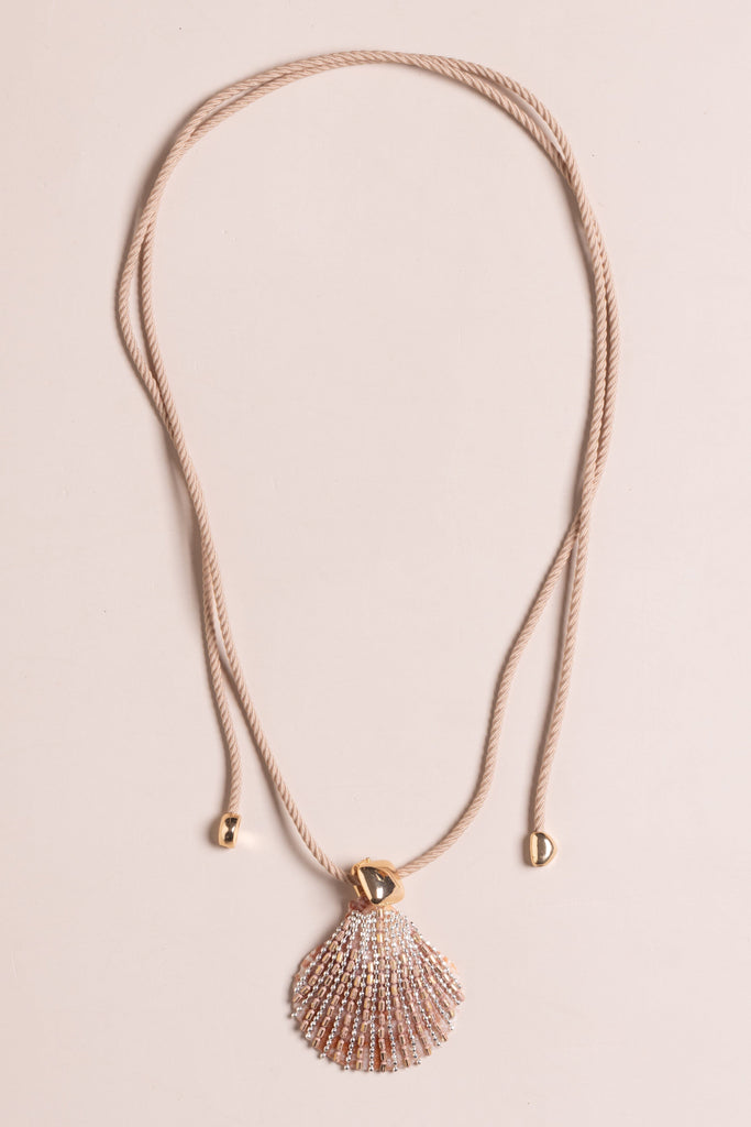 Cream Shell Pendant Cord Necklace - Nakamol