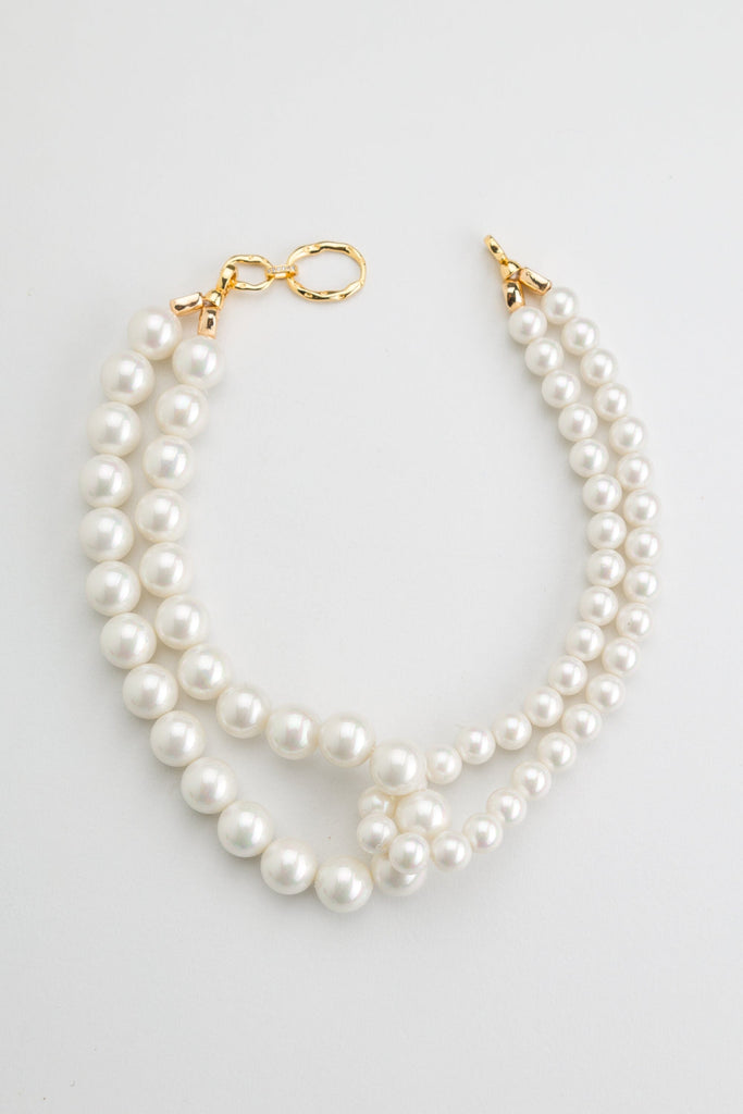 Double Layer White Pearl Necklace - Nakamol