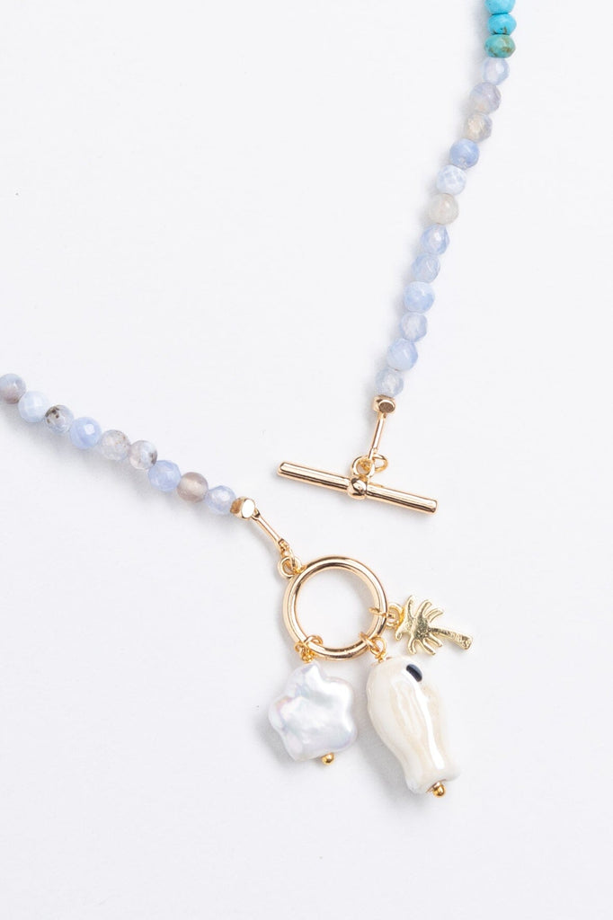 Sky Blue Pearl Beaded Necklace - Nakamol
