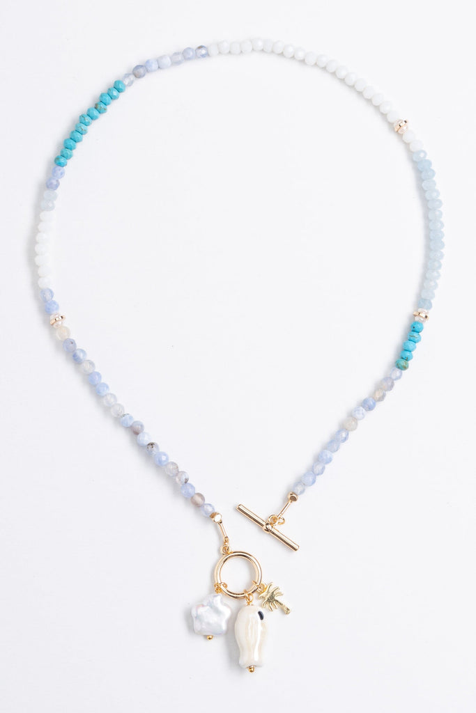 Sky Blue Pearl Beaded Necklace - Nakamol
