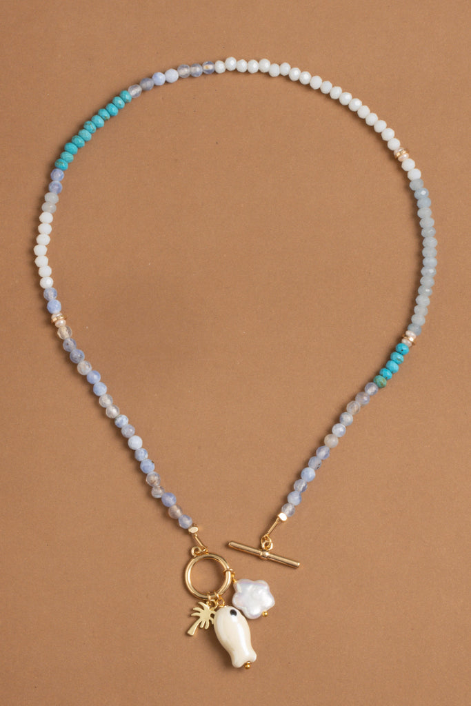 Sky Blue Pearl Beaded Necklace - Nakamol