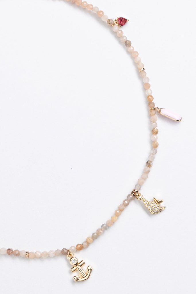 Peach Mix Gold Charm Necklace - Nakamol