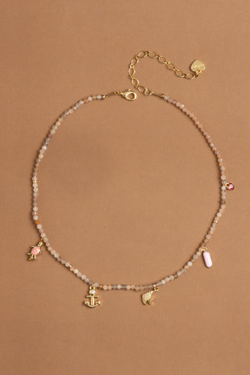 Peach Mix Gold Charm Necklace - Nakamol