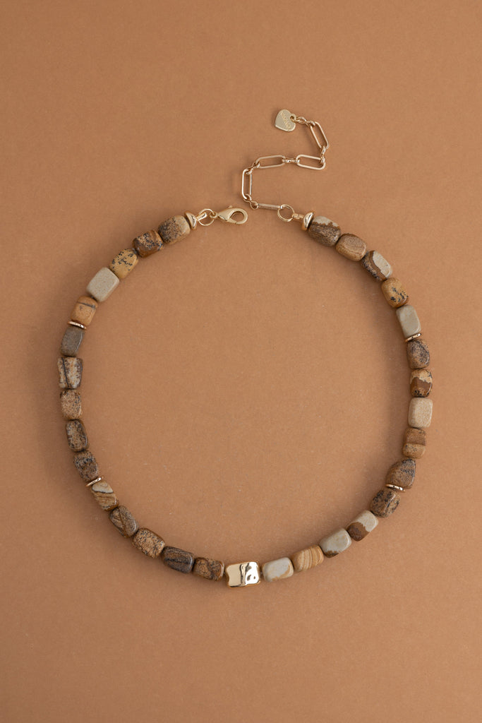 Brown Agate Beaded Short Necklace - Nakamol