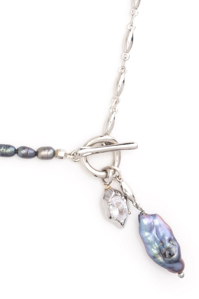 Hoop and Loop grey Pearl Necklace - Nakamol