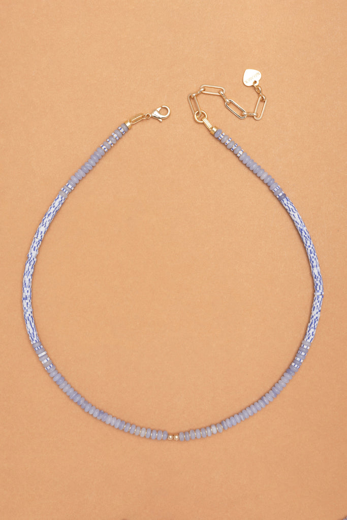 Light Montana Blue Single Strand Bead Necklace - Nakamol
