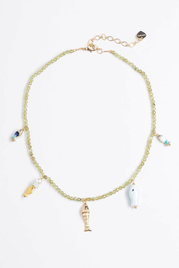 Clustered Stone Charm Necklace - Nakamol