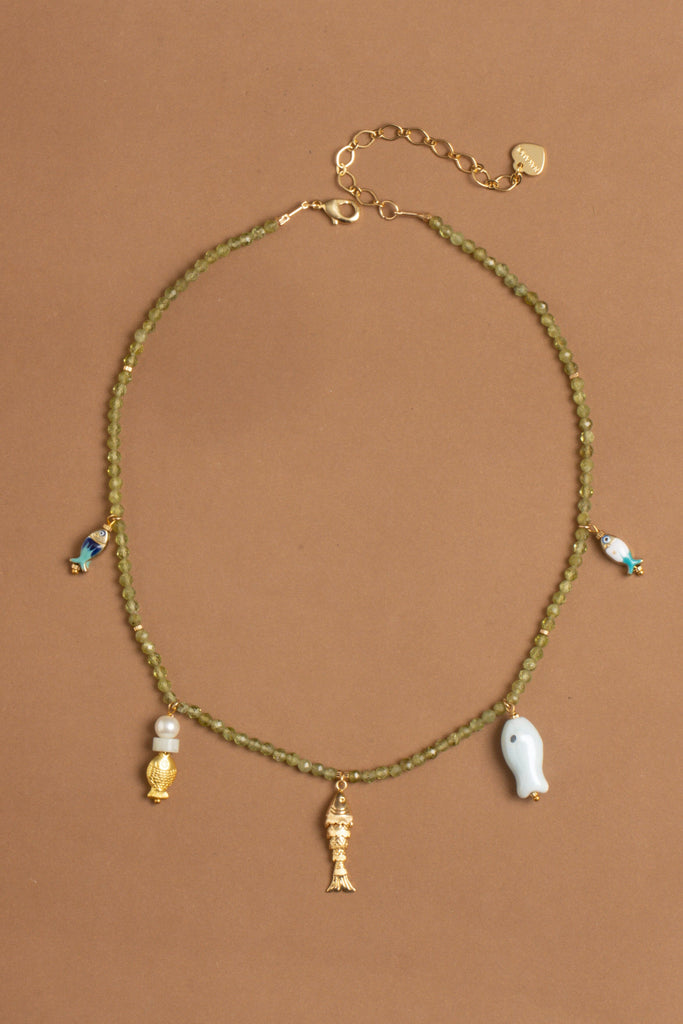 Clustered Stone Charm Necklace - Nakamol