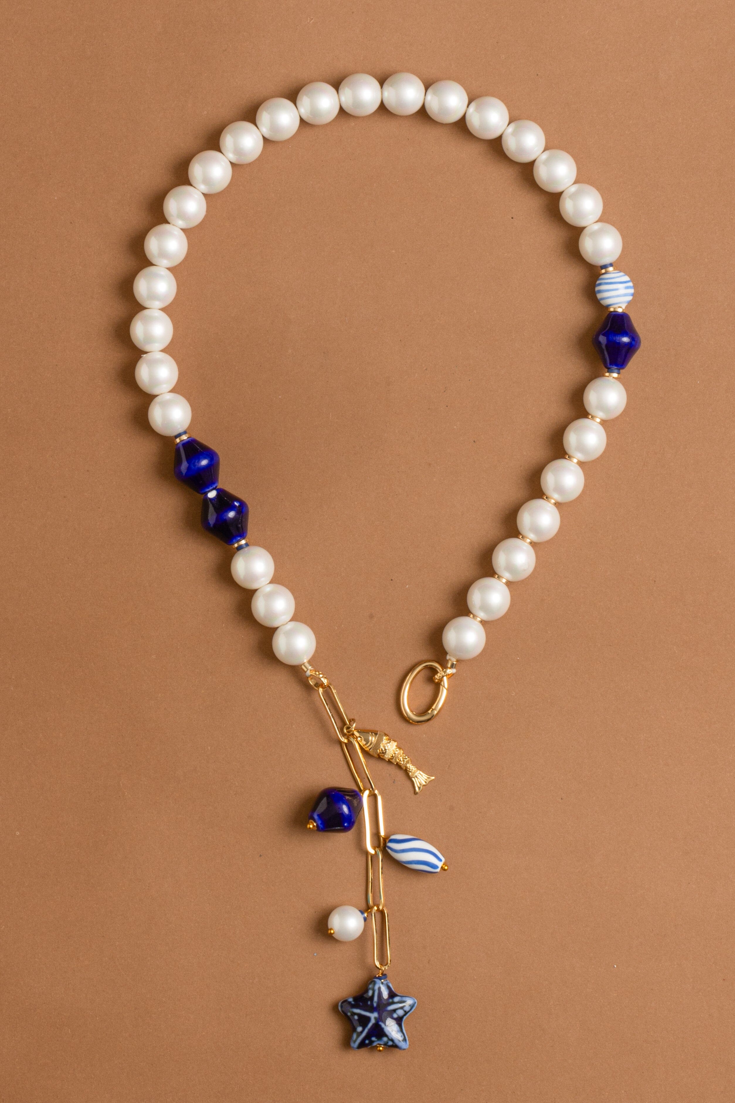 PEARL LAPIS CHARM NECKLACE – Nakamol