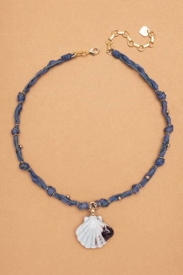 Light Blue Shell Charm Necklace - Nakamol